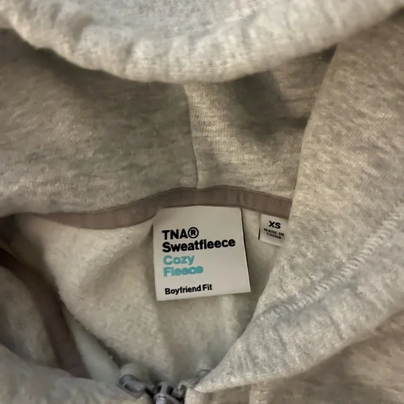 TNA Heather Chrome Cozy Sweatfleece Boyfriend Boxy Zip Hoodie - Picture 5 of 5